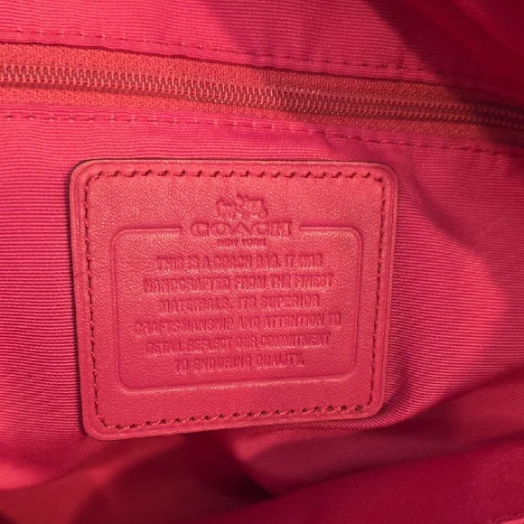 Coach Signature Logo Print Kelsey Bag Purse Pink And Matching Wallet - Picture 2 of 11